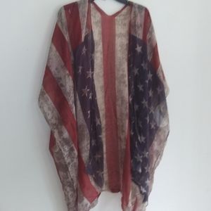 🎀 Gauzy 4th of JULY American Flag beach cover up